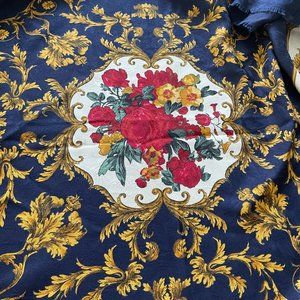 Scarf Floral Navy Blue with red and yellow flowers